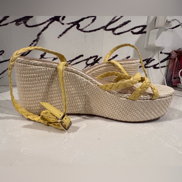 Antonio Melani Lorinna Leather Braided Platform Wedge Sandals Women’s Size 11 - Picture 3 of 7